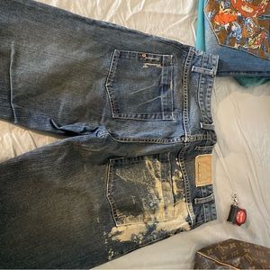 Rare y2k 14oz Oakley industrial denim baggy jeans factory distress.